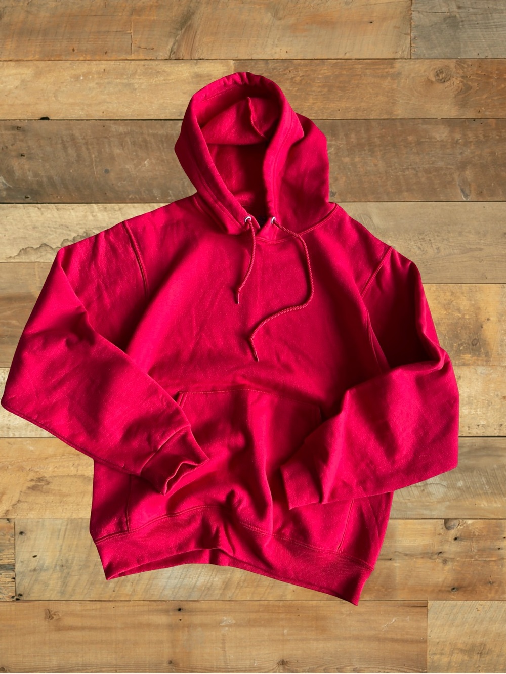 Red Vintage Fruit of the Loom Pullover Hoodie Tagged Small